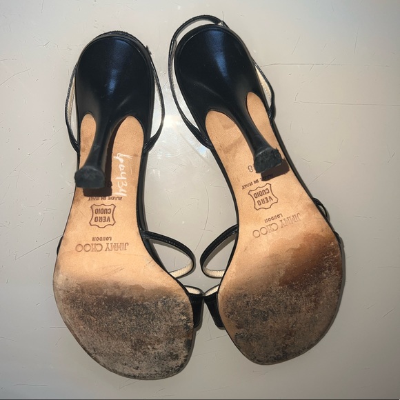 Jimmy Choo black leather slingback Sandals. Size 38 - Picture 6 of 9